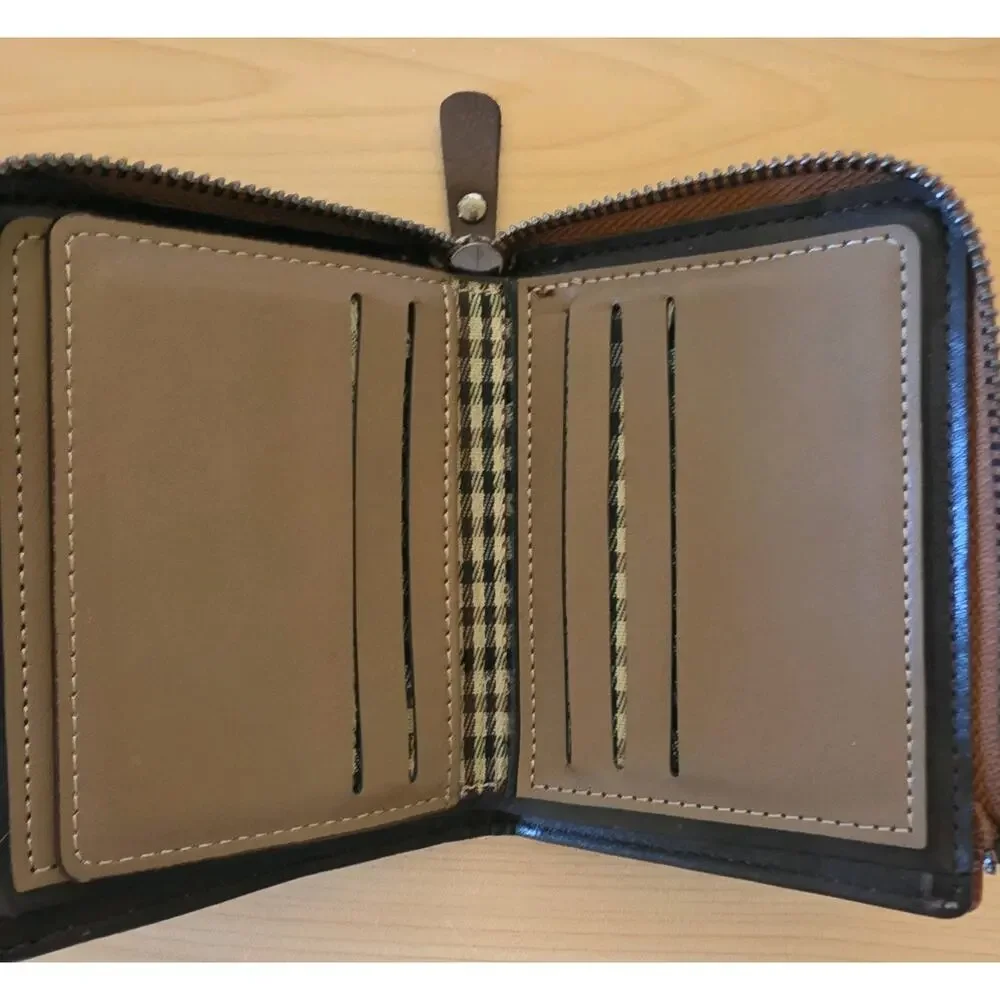 Vintage Style Leather Wallet w/ Multi-functional Storage - Zipper-up Wallet